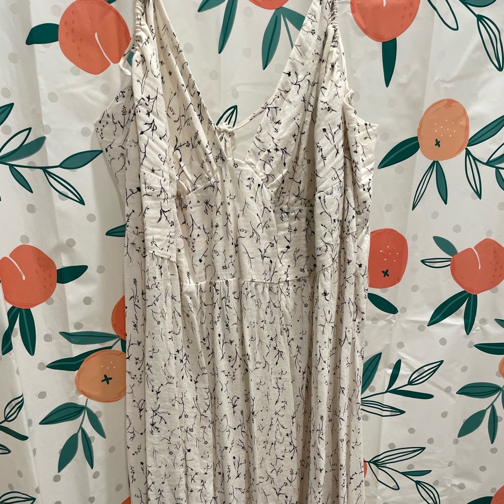 H&M Cream and Black Floral Maxi Dress